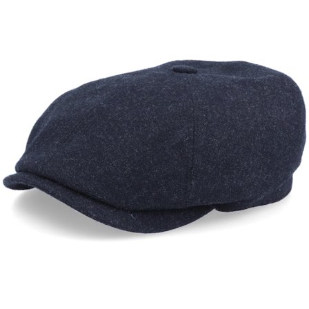 Stetson - 6-Panel Cap Virgin Wool/Cashmere Heather Black Flat Cap Flatcap Black Cap - @ Hatstore