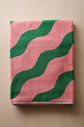 Jotex - Ręcznik Kąpielowy 90x150 Cm Różowy/zielony - WAVES - Kup Ręczniki kąpielowe firmy Jotex