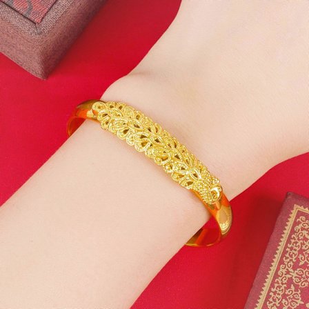 Ny 925 sølvbelagt elegant Påfugl åbningsbart armbånd Armringe til kvinder mode fest bryllup Tilbehør smykker gave Guld