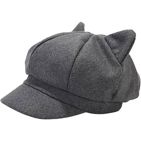 Søte katteører Newsboy-hatt Pøsguttlue Caps for kvinner Varm Cabbie Gatsby Malerhatter Vintage Åttekantet Lue, grå
