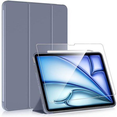 Coque + Tempered Glass - til iPad Air - M2/M3 2024/2025 - Slank Beskyttelse - Lilla - Indbygget Støtte