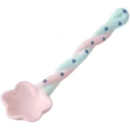 Teelusikat Lusikka Värikäs Kierretty Käsinmaalattu Aalto Piste Tähti Pieni Keiju Sauva Jälkiruokalusikka Sekoituslusikka (Tyttö vaaleanpunainen)