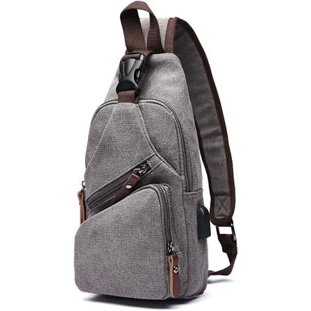Canvas Sling Bag Crossbody Ryggsäck Axelväska Casual Ryggsäck för Män Kvinnor Utomhus Cykling Vandring Resa Fiske Shopping Trekking