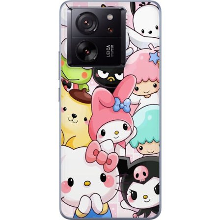 Kompatibelt Mobildeksel til Xiaomi 13T Tett mønster av søte figurer med store øyne i ulike farger og uttrykk med LABUBU-tekst