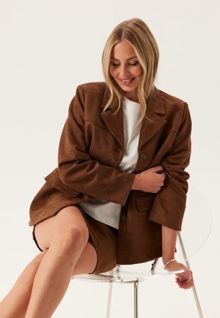 Pieces - Pcrakel Brushed Outerwear Blazer - Downtown Brown - Kläder - - Bubbleroom