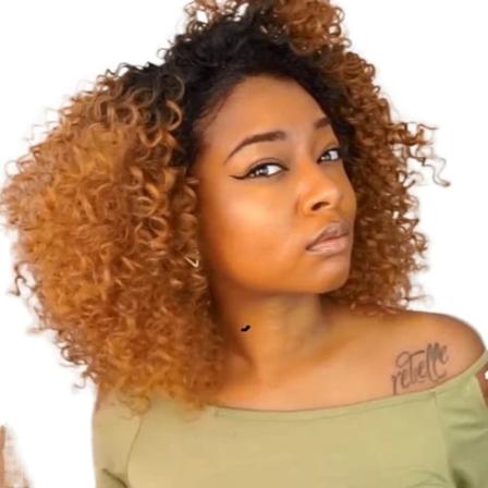 Kvinder paryk Lille krøllet hår Afro Sort Gradient Brun Mellemlængde W74