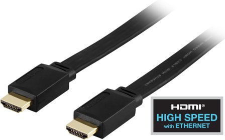 Deltaco HDMI-1005F - HDMI med Ethernet-kabel - HDMI (hann) til HDMI (hann) - 50 cm - svart