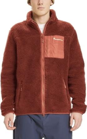 Knowledge Cotton Apparel Men's Elm Teddy Fleece Zip Sweat Men Mid layer tops Red S