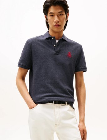 Tommy Hilfiger Heather Crest Reg Polo - Grey - S