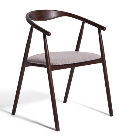 Eden Esszimmerstuhl, Geräuchertes Eichenholz | Stoff, Moderner Skandinavischer Stil, Gepolsterte Sitzfläche in Grau, mit Armlehnen, 76,5cm