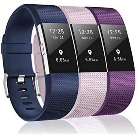 3-pakks bånd kompatibel med Fitbit Charge 2, klassiske og spesialutgave erstatningsbånd for Fitbit Charge 2, kvinner menn (marineblå/lavendel/lilla-S)