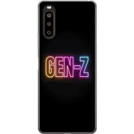 Yhteensopiva Puhelinkuori Sony Sony Xperia 10 II Neontext Gen Z värikkäässä valossa tummaa taustaa vasten modernissa digitaalisessa tyyliissä