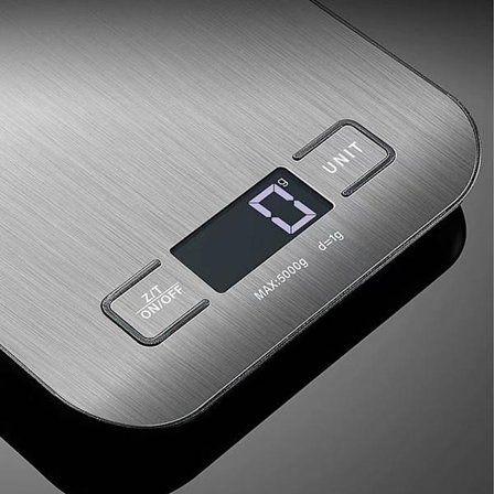 Digital Köksvåg - 10 kg Kapacitet Uppladdningsbar Matvåg med Tareringsfunktion, 5 Enheter, Touchknappar & Bakgrundsbelyst LCD-skärm