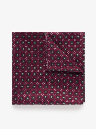 John Henric Men's Burgunderrotes Einstecktuch Paisley Size Onesize