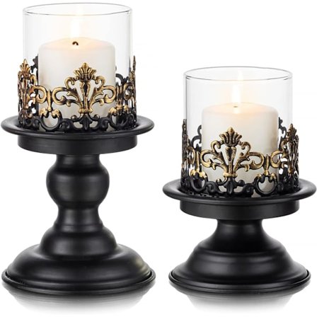Vintage Ljusstakar Svart Ljusstake - Dekorativa Metall Ljusstakar för Matsalsbord Centerpiece Kamin Mantel Jul Fest Bröllop Dop Påsk Födelsedag 