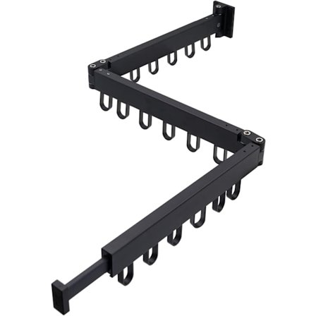 Tier Udtrækkelig Vægmonteret Tørrestativ til Balkon og Badeværelse Sort Sammenklappelig Vægmontering