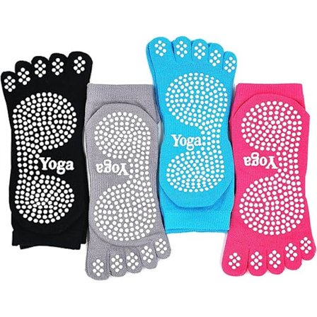 Yoga strømper til damer, skridsikre bomuldsstrømper, damestrømper med tå