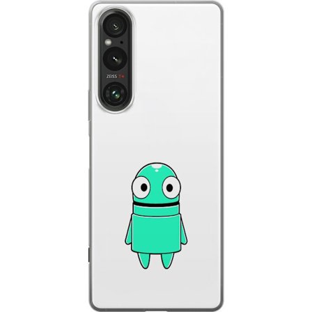 Yhteensopiva Puhelinkuori Sony Sony Xperia 1 VI Turkoosi piirroshahmo isoilla silmillä ja iloisella persoonallisuudella yksinkertaisessa kuvituksessa