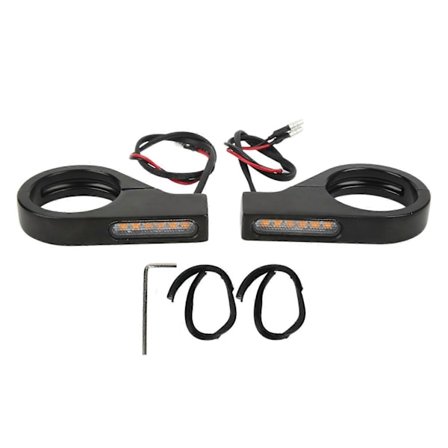 12V Motorcykel LED Blinkers Lampa Vattentät Stark Universal Blinklampa för 41mm Gaffelben Svart