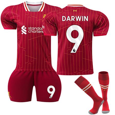 2024-2025 Liverpool Hjemme Barn Fotballskjorte Sett med Sokker Nr. 9 Darwin Núñez 28