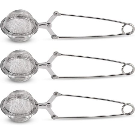 *Te-sil, 3 stk. høykvalitets te-sil i rustfritt stål med håndtak, egnet for løs te finmasket te-kule te-sil (liten)*