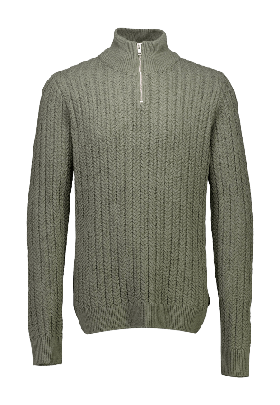 Lindbergh Recycle cabel knit half zip Tröjor Herr Grön L