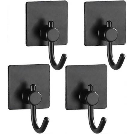 4-pak Selvklæbende Kroge Badehåndklædekroge Vægmonterede Frakkkroge Køkken Gang Klistrede Sorte Kroge Frakke Krog til Badeværelse Køkken Hal Over Dør