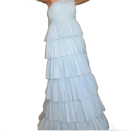 Ljusblå volangklänning oneshoulder