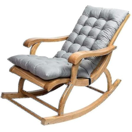 Lang Folding Recliner Gyngestol Bomulds Pude Pludset Pude Bambus Stol Pude Træ Folding Stol Høj kvalitet Pude Grå 1,2 Meter
