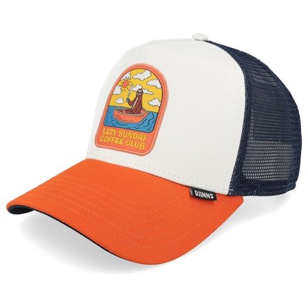Djinns - White trucker Caps - Hft Cap Sunday Sloth White/Rust A-Frame Trucker @ Hatstore