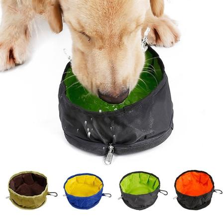 Sammenklappelig Hunde Skål, Rejse Foldbar Skål Til Hunden, Bærbar Dyrefoder Vandskål, 1stk black