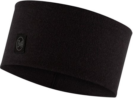 Buff Merino Wide Headband Solid merinopanta, musta - Tuubihuivit