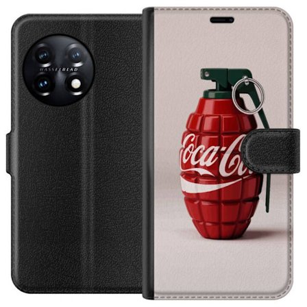 Kompatibelt Lommeboketui til OnePlus OnePlus 11R Kunstnerisk illustrasjon av Coca Cola granateple i rødt og grønt, pop art inspirert motiv med leken