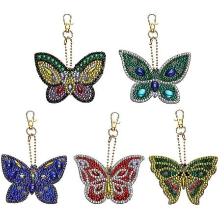 5d gjør-det-selv diamantmaling nøkkelringer rhinestone maleri broderi nøkkelring dobbeltsidig drill anheng håndverk rhinestone maleri full sett Charms