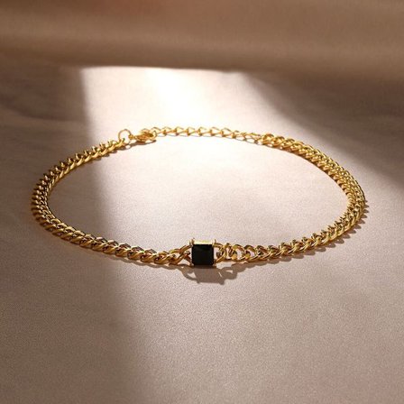 Snygga små fyrkantiga Rosa Stone Choker Halsband Fo