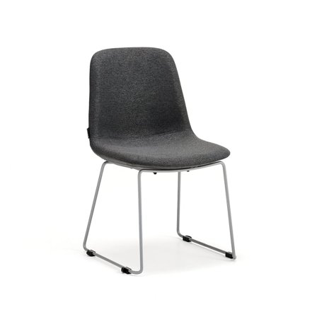 Chair LANGLEY, low seat, skid base, silver/anthracite