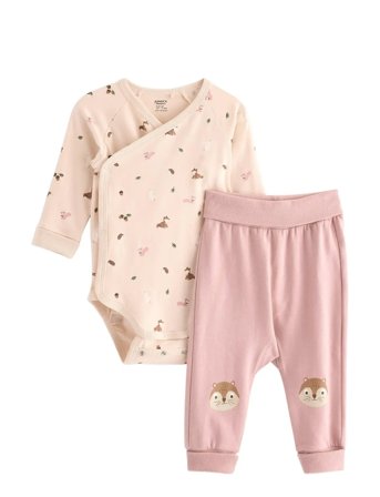 Lindex Set - Bodysuit And Joggers - Pink - 56