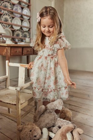 Newbie | Sukienka z siateczki, w kwiaty Offwhite 134 | Offwhite