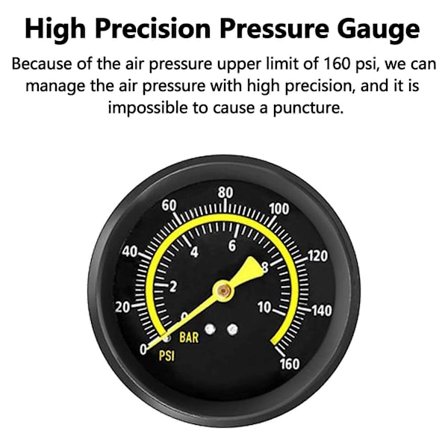 Dubbel Cylinder Fotpump, Cykelpump med Dubbla Cylindrar, Bärbar Cykelpump, Cykelgolvpump, med Tryckmätare och Smart Ventil H