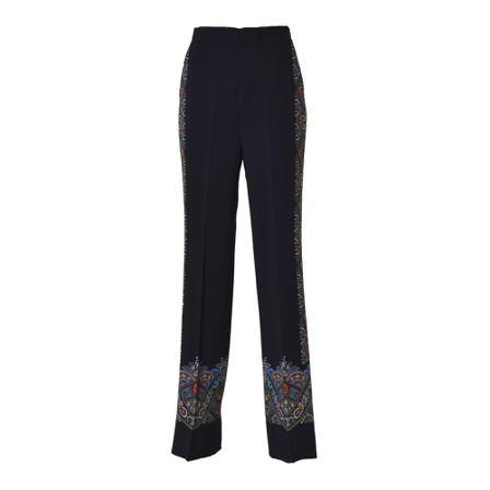 Etro, Straight Trousers Zwart, Dames, Maat:S