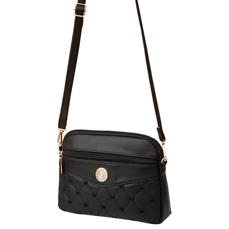 Höst Vinter Kvinnor PU-läder Axelväska Broderade Kärleksmönster Single Shoulder Bucket Bag för dagligt bruk Resor Svart