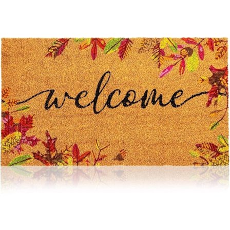 Dörrmatta i naturlig kokosfiber, höstlövsdekoration