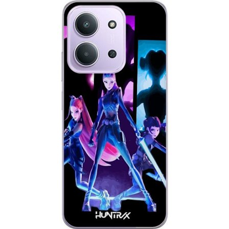 Yhteensopiva Puhelinkuori Xiaomi Xiaomi Redmi 15C Tulevaisuutta ennustava tyttöryhmän kuva, jossa on neonvaloja ja voimakkaita värejä sci-fi-estee