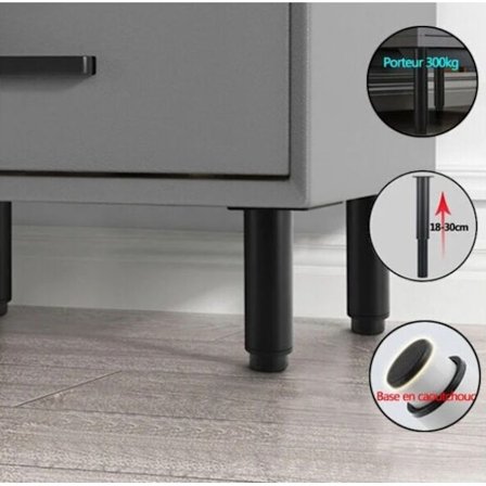 Justerbara Möbelben 180mm till 300mm Kallvalsat Stål Set om 4 Lämplig för Säng Soffa Bord Skåp