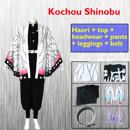 Mub- Kochou Shinobu Cosplay Costume for Kids Adults Anime Demon Slayer Cosplay Costume Kochou Anime Kimono Outfits for Halloween