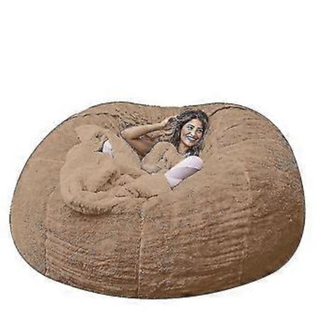 Lat soffa Sittpuff Konstgjord päls Sittpuff Bönpåse Soffa (135cm*65cm khaki)