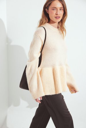 NA-KD Pull en maille à basque - Pulls en maille - Beige - L