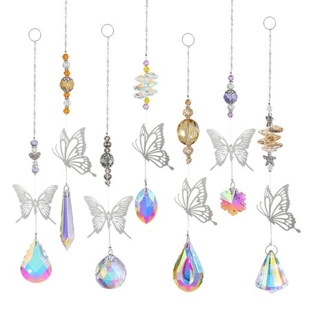 7 stk. Krystal Prisma Sommerfugl Regnbue Bilhæng, Maker Lysekrone Havehængende Hjemmedekoration Solfanger