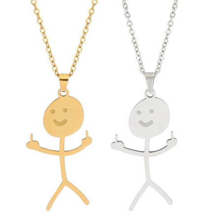 2 stk. sjove Doodle-halskæder, smilende fingergestus-halskæde charms smykker tilbehør til festartikler (guld, sølv)