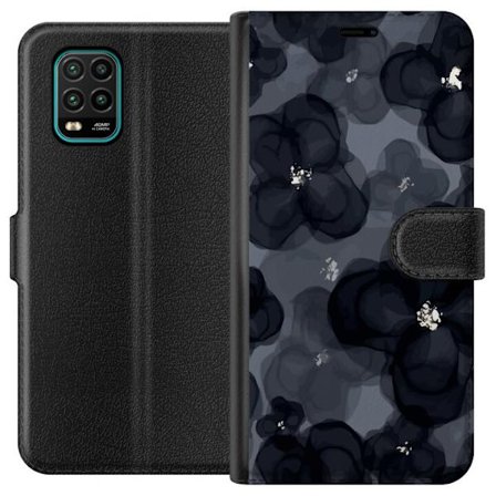 Kompatibelt Plånboksfodral till Xiaomi Xiaomi Mi 10 Lite 5G Abstrakt mörkt blommönster i svartgrå toner med elegant och dramatisk känsla